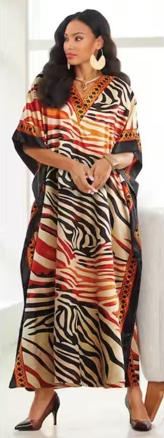 OSFM Ashro Brown Ethnic African American Pride Kenya Long Caftan Dress
