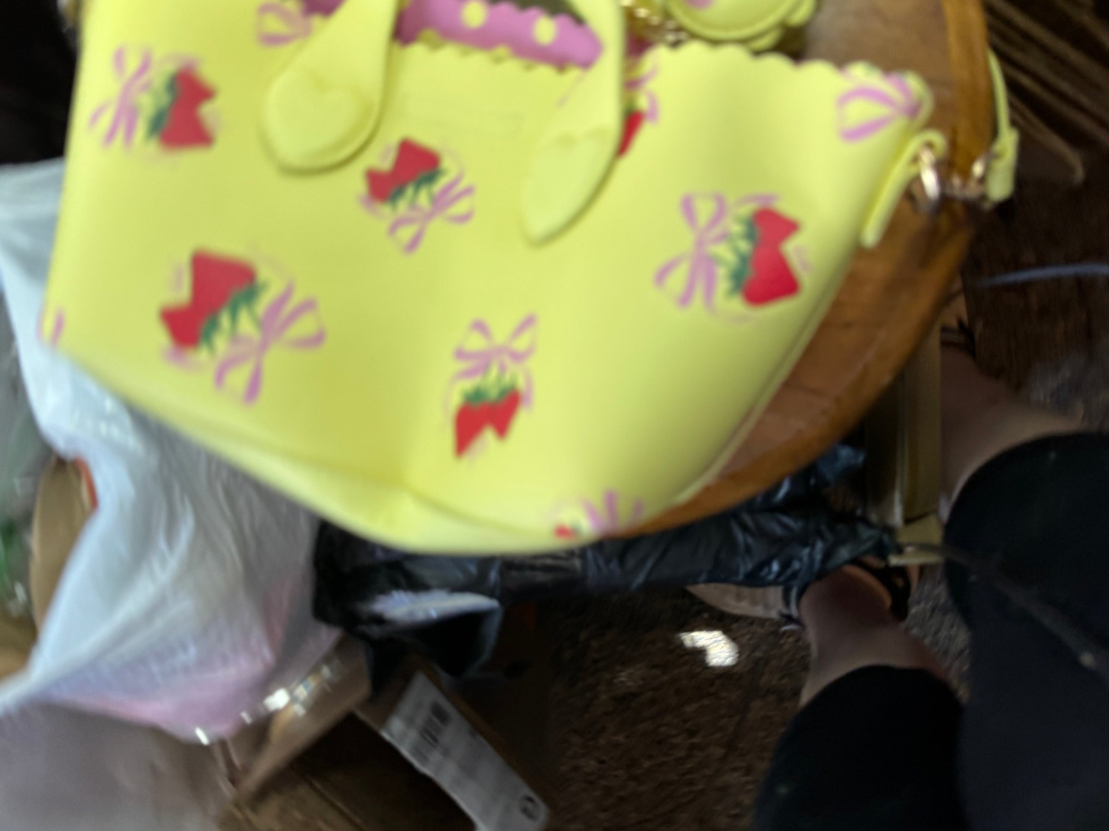 Betsey Johnson Sweet Strawberry Mini Tote Bag NWT Charm Yellow Pink