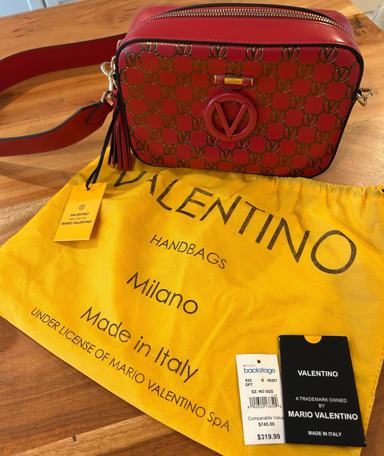 Valentino Babette Monogram Crossbody Bag Red/Dark Magenta Brand New