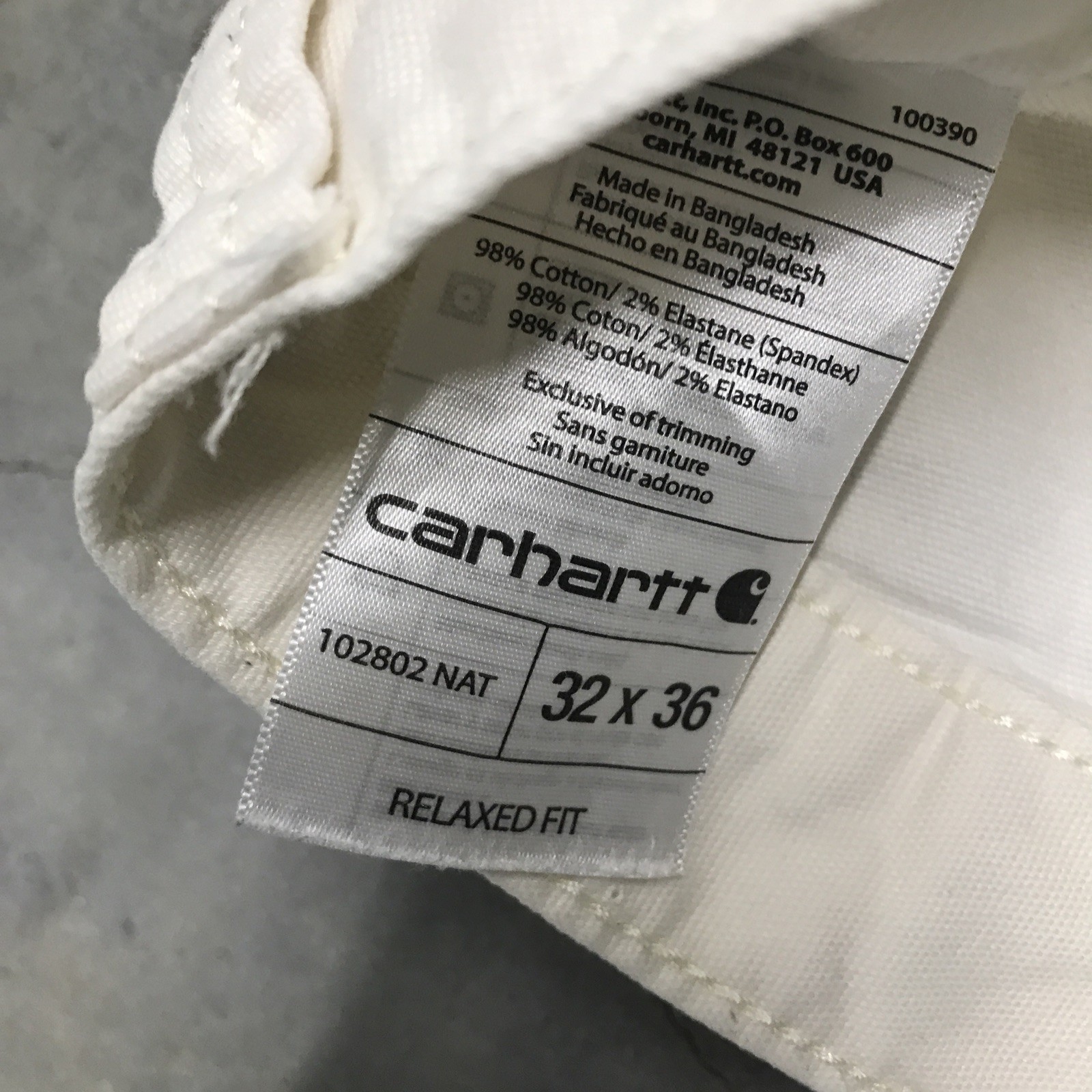 Carhartt Pants Mens 30×33 White Rugged Flex Rigby Double Knee 102802 NAT