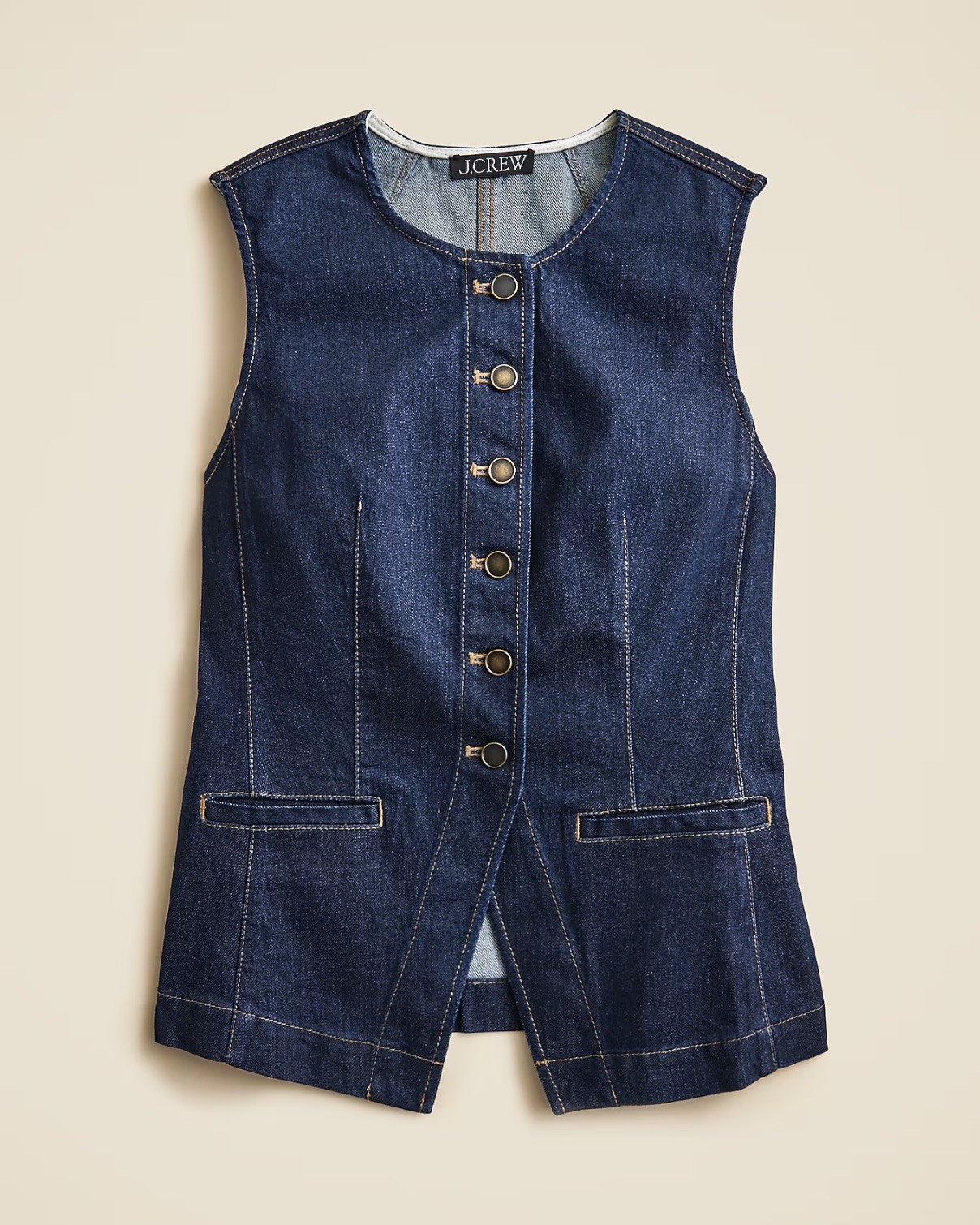 J.Crew NWT Essential Cutaway Vest in Denim Rinse Wash, Size 4