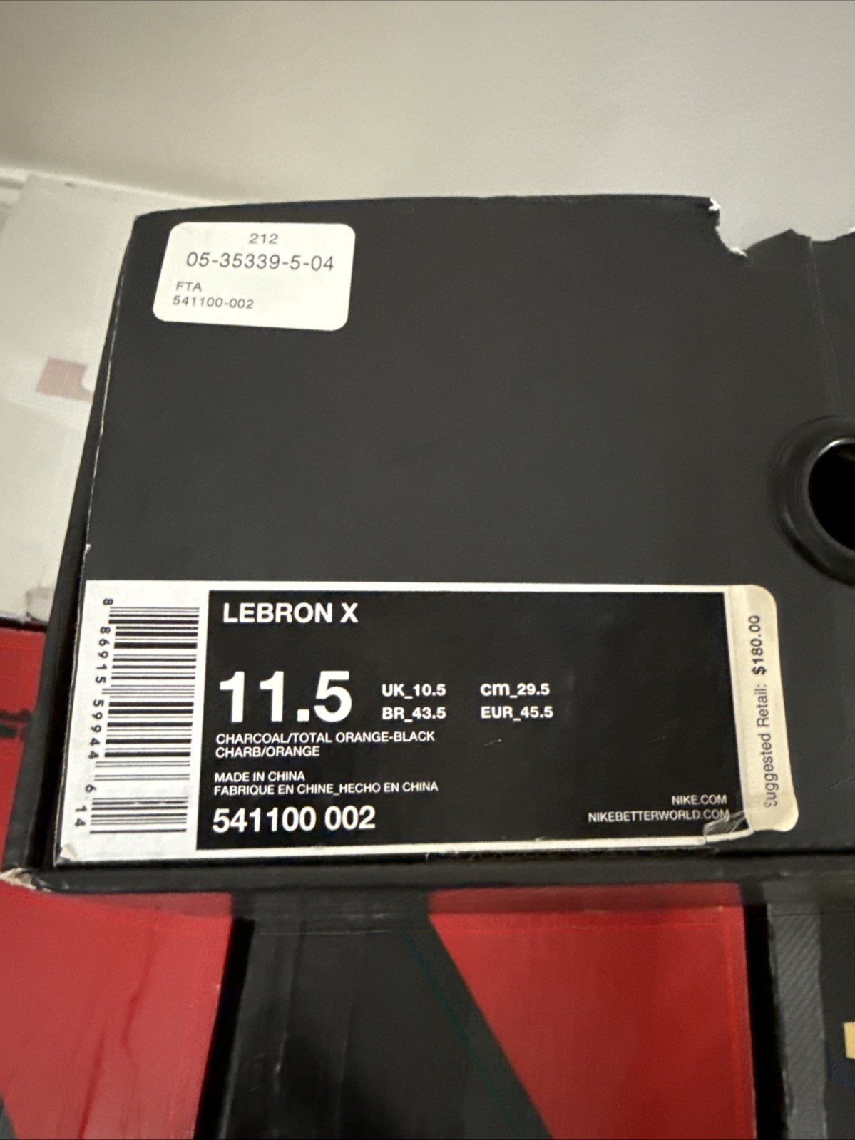 Size 11.5 – Nike LeBron 10 Lava – 541100-002 NDS