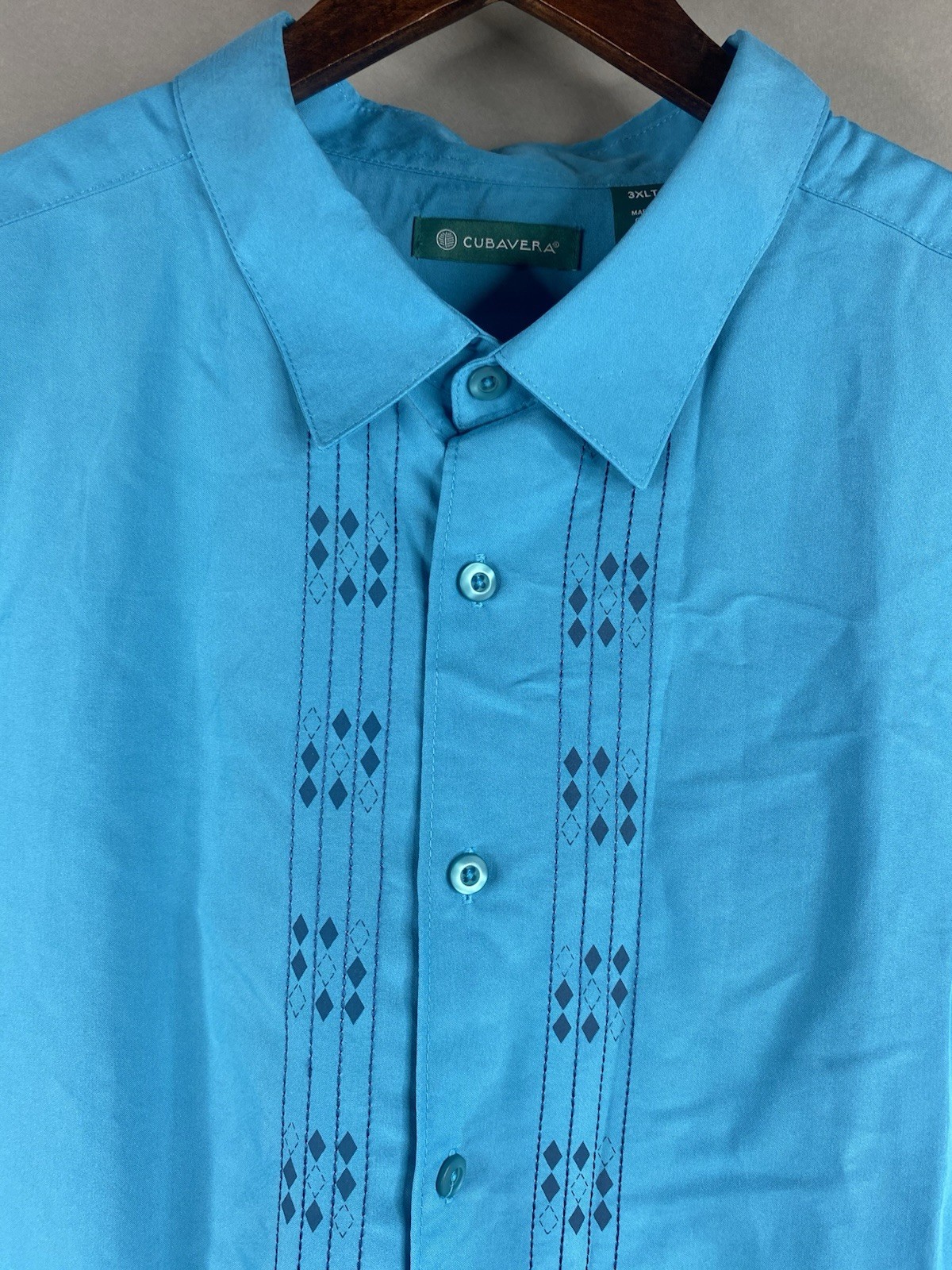 Cubavera Big & Tall Blue Moon Button Down Short Sleeve Collared Shirt Men’s 3XLT