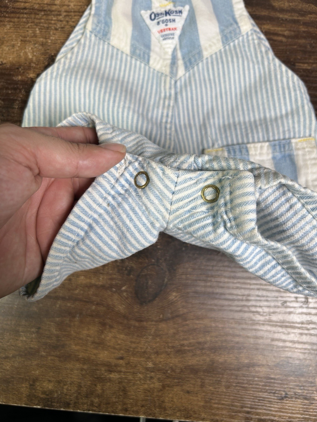 OSHKOSH B’gosh Blue White Striped Overall Shorts Size 12 months
