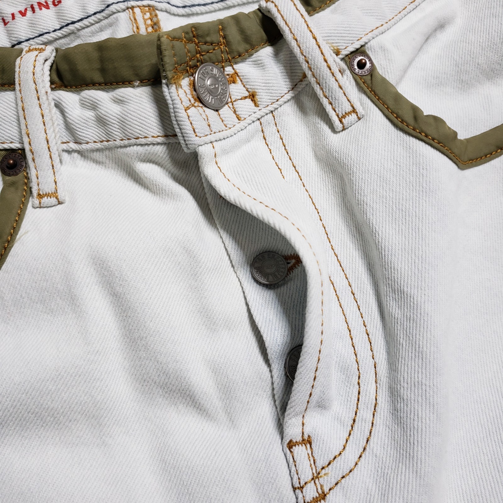 Diesel Jeans Mens 29×30 D-Viker White Straight Leg Button Fly Y2K Denim Rare