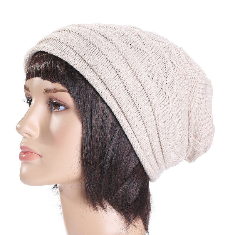 Women Men Winter Crochet Slouch Hat Wool Knit Beanie Baggy Warm Ski Caps Fashion