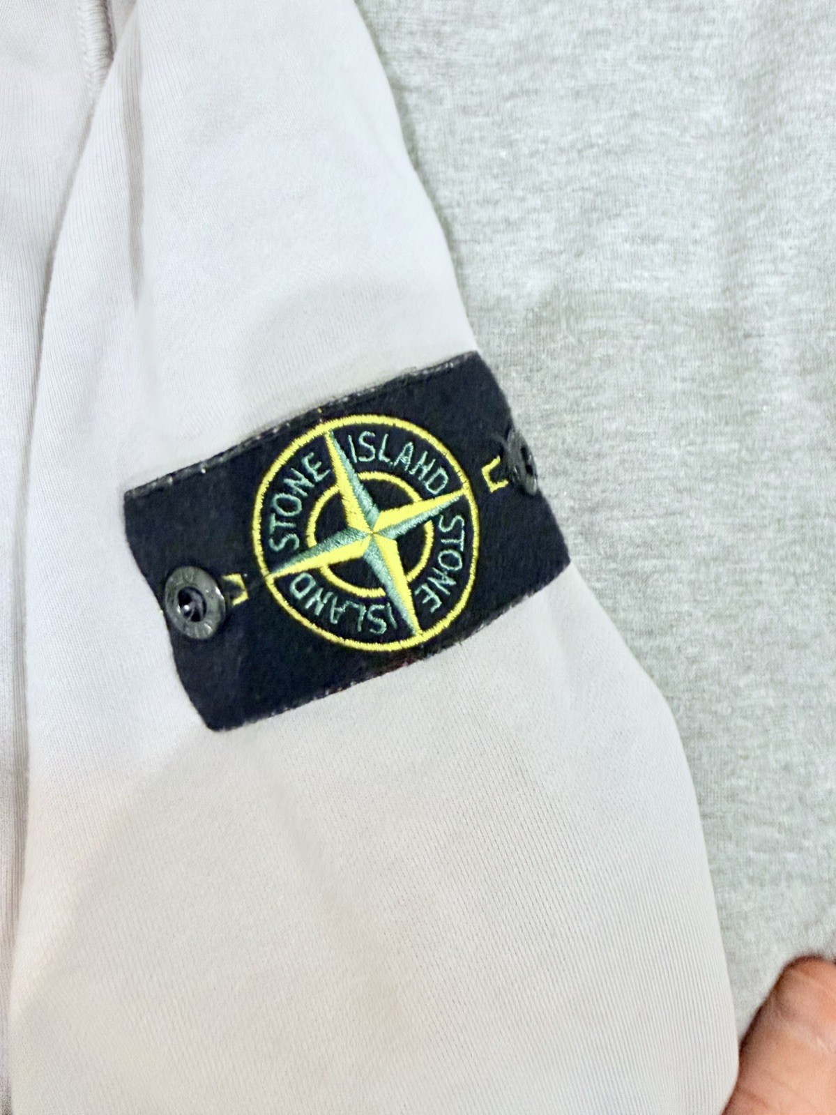 Stone Island Logo Patch Jersey Cotton Hoodie Anthracite Grey