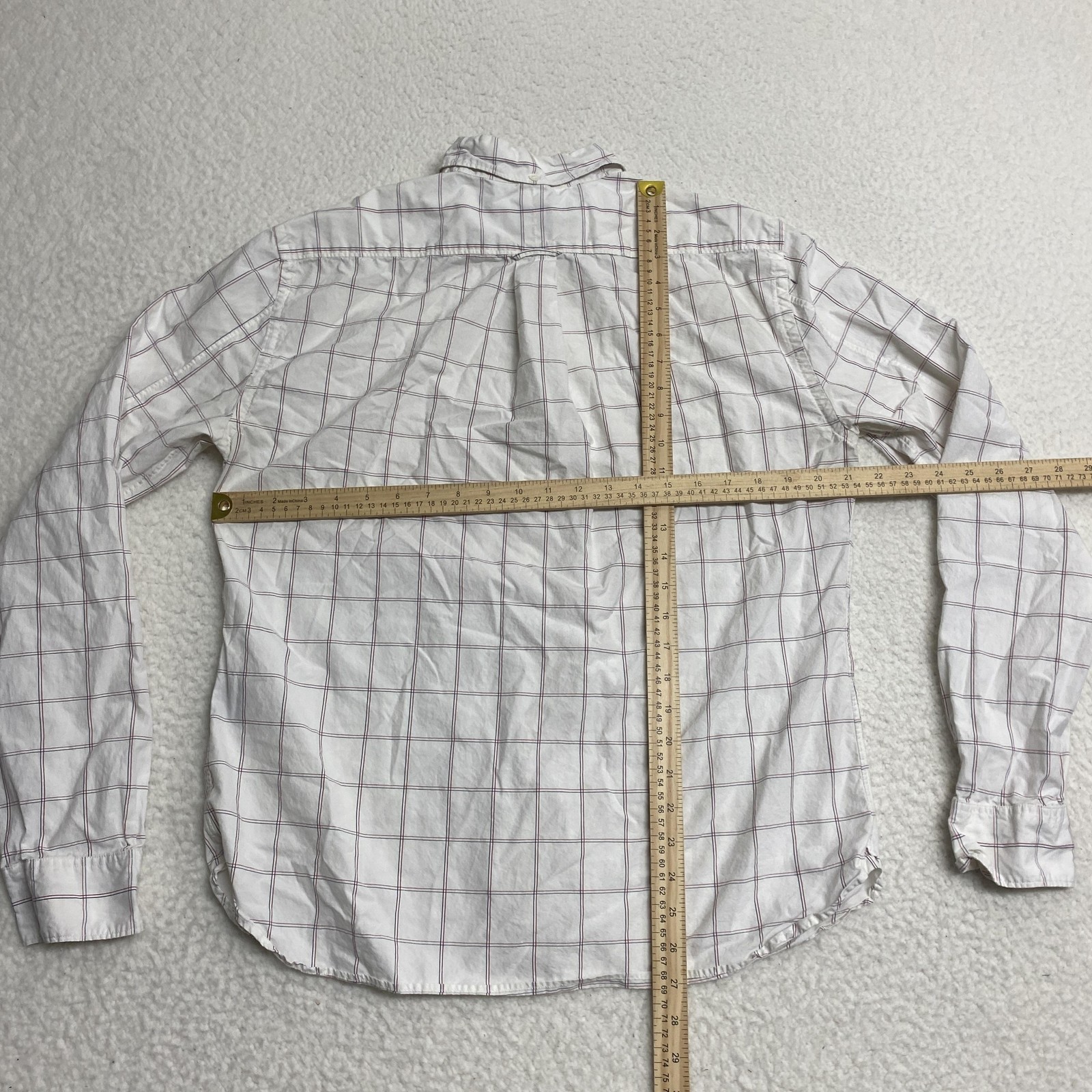Todd Snyder Shirt Mens Large Cream Plaid Cotton Button Down Long Sleeve