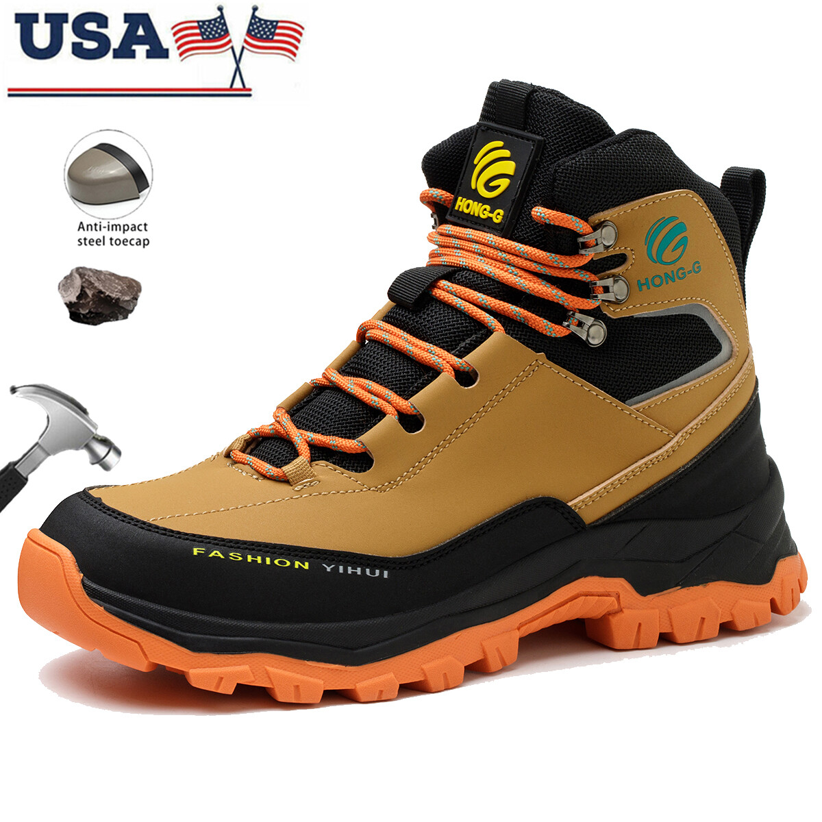 Mens Waterproof Work Boots Steel Toe shoes Safety Shoes Indestructible Non Slip