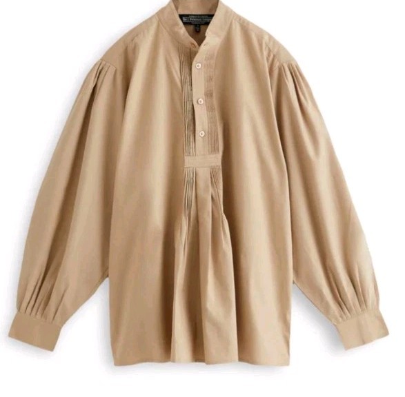 J. Peterman Octavia Mountain Shirt Men’s Size M Pintuck Mandarin Collar…