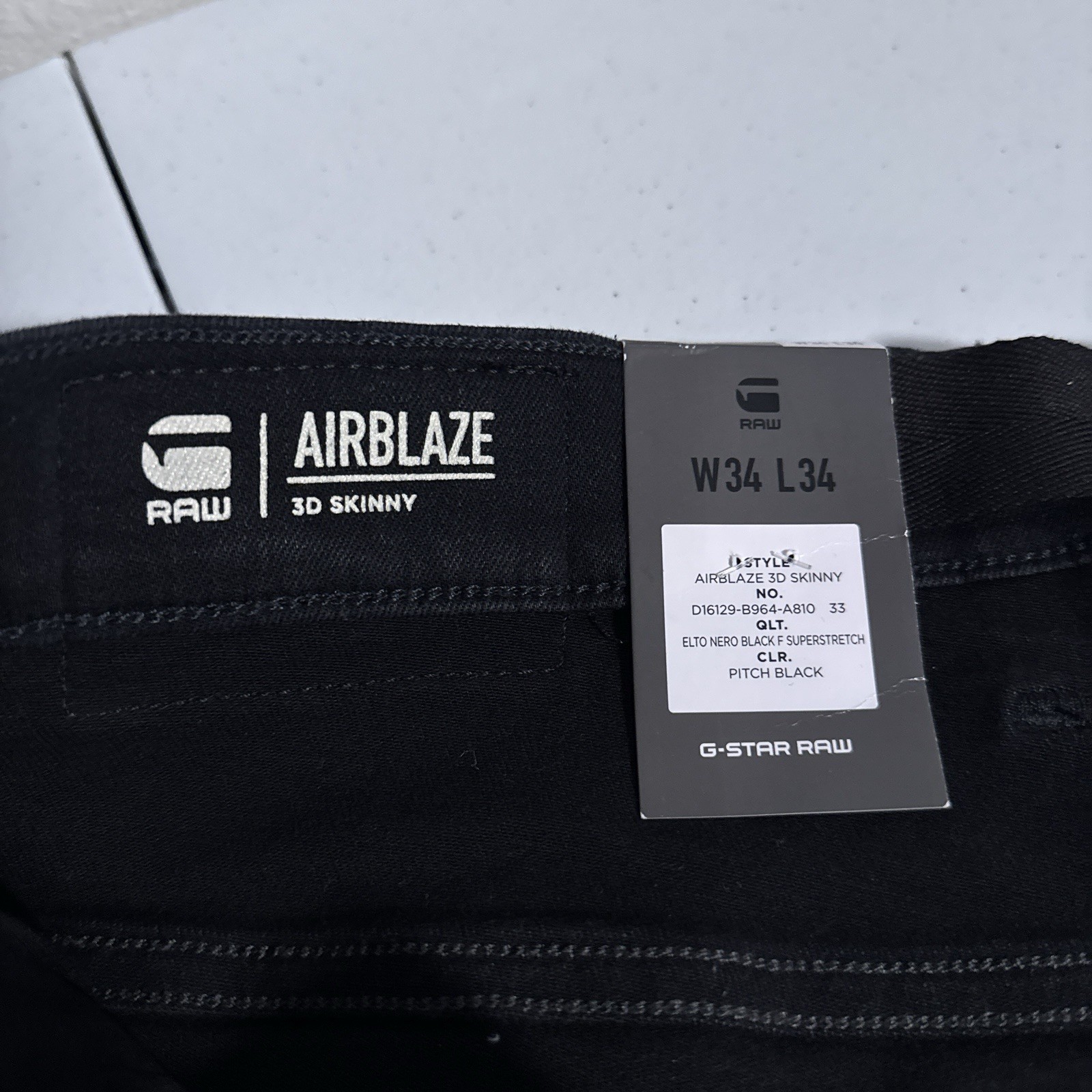 G-Star Raw Airblaze 3D Skinny Black Multi Pocket Moto Cargo Jeans Mens 34×34 NEW
