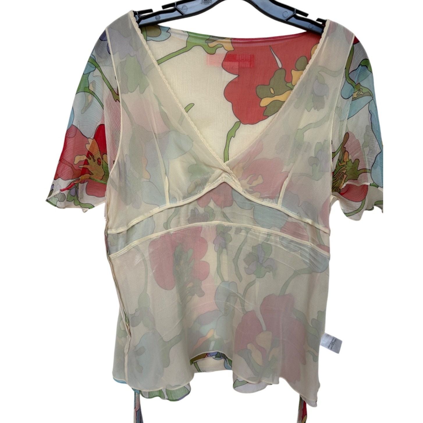 Cynthia Steffe Y2K All Silk Floral Fairycore Blouse with Mod Print size 14