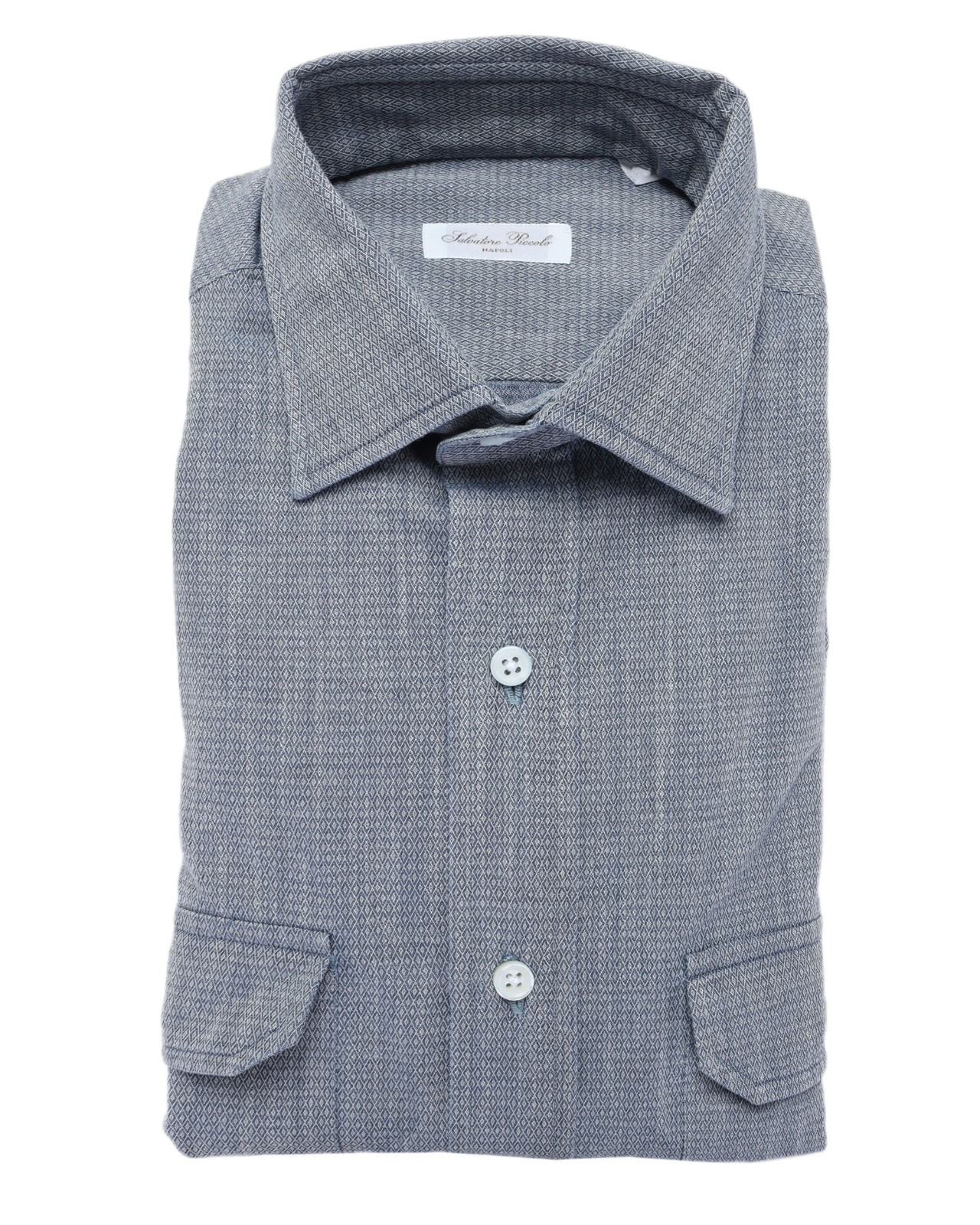 NWT SALVATORE PICCOLO DRESS SHIRT Napoli cotton handmade luxury Italy 39 15 1/2