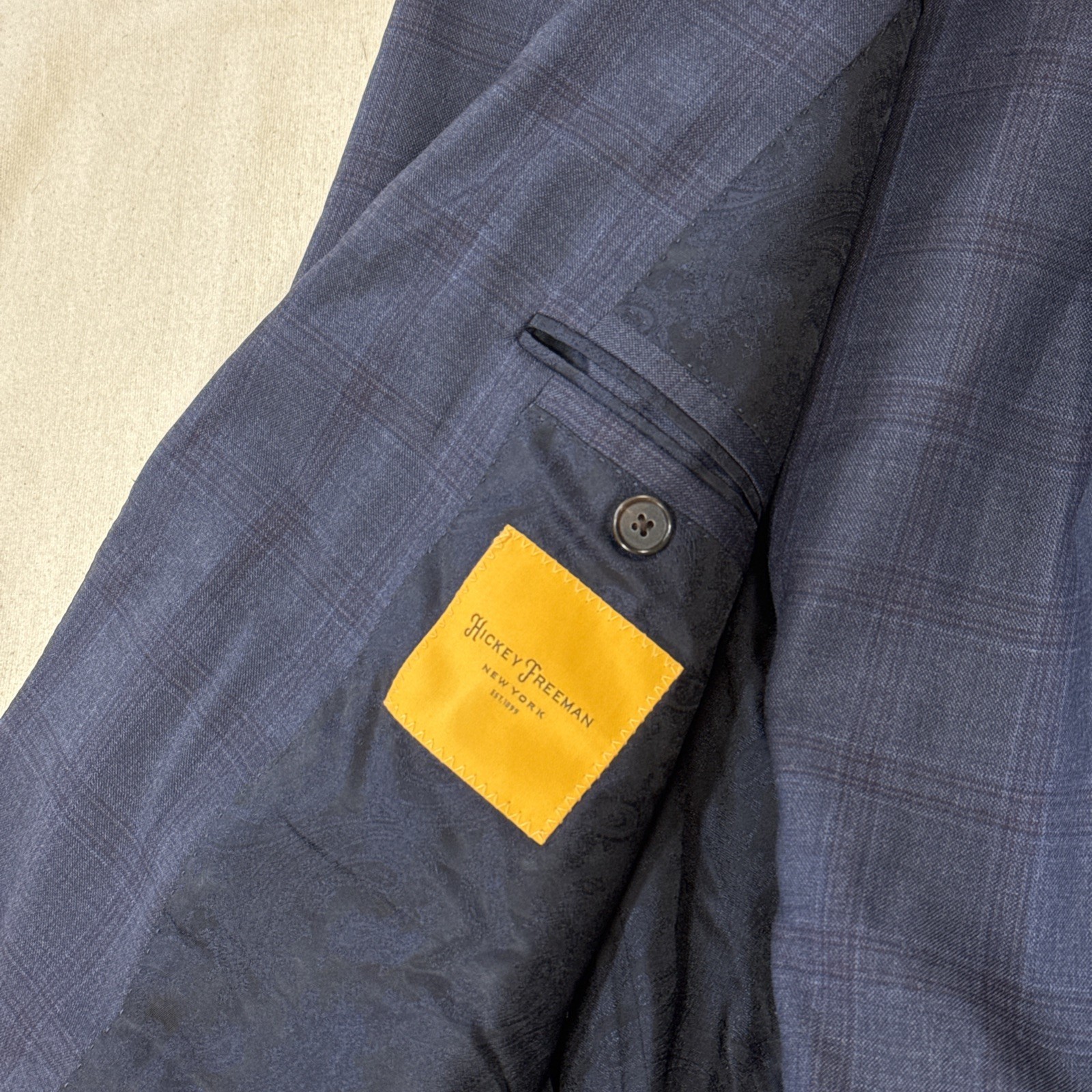 Hickey Freeman X Loro Piana 150’s Wool Men 2pc Blue Suit Size 42R Pant 36×30