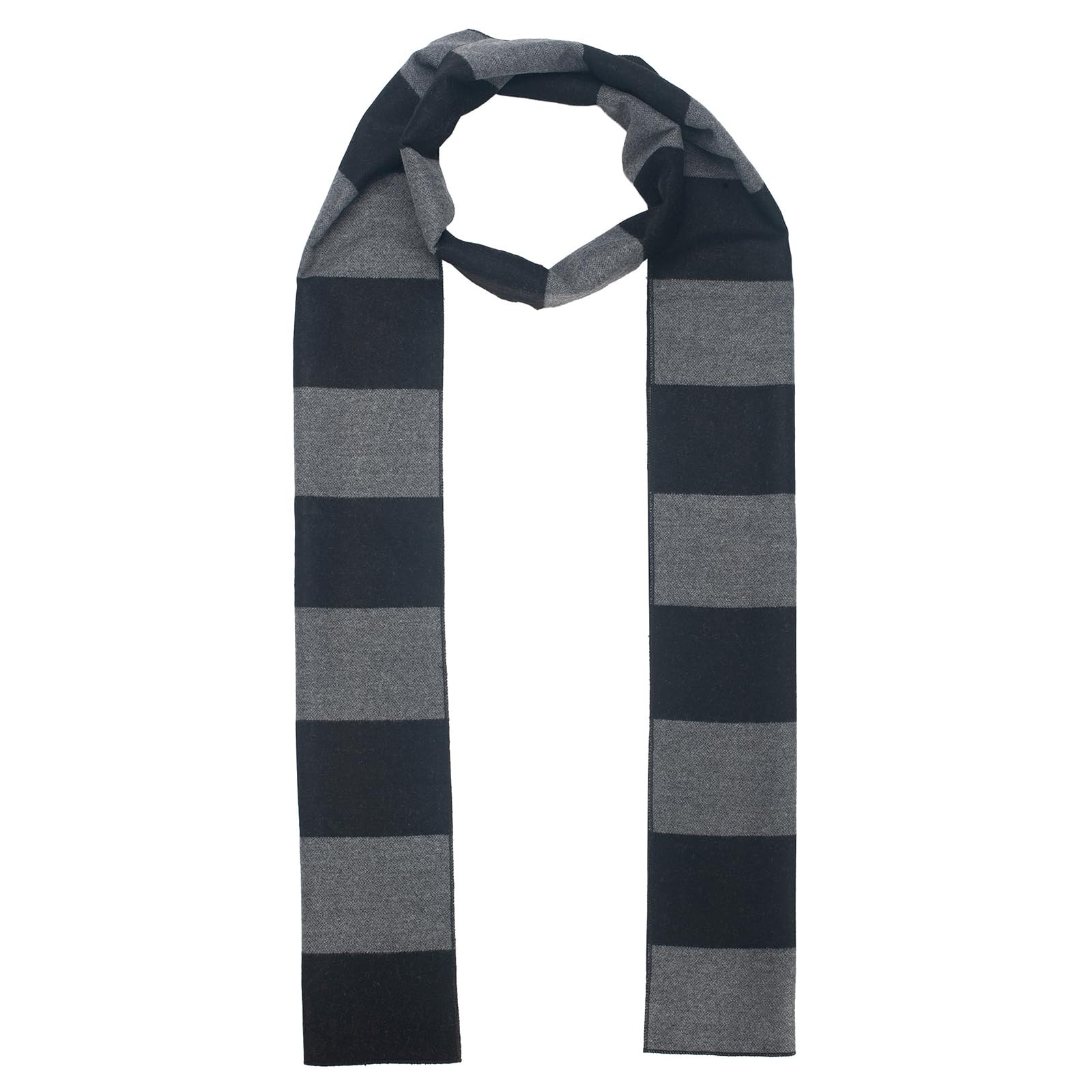 GHGMAO Black and Gray Striped 200 cm x 20 cm, Scarf (Black Grey)
