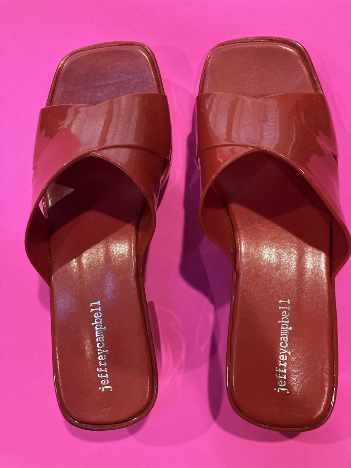 New Womens Jeffrey Campbell Bubblegum Platform Red Jelly Slides Sandals Size 9