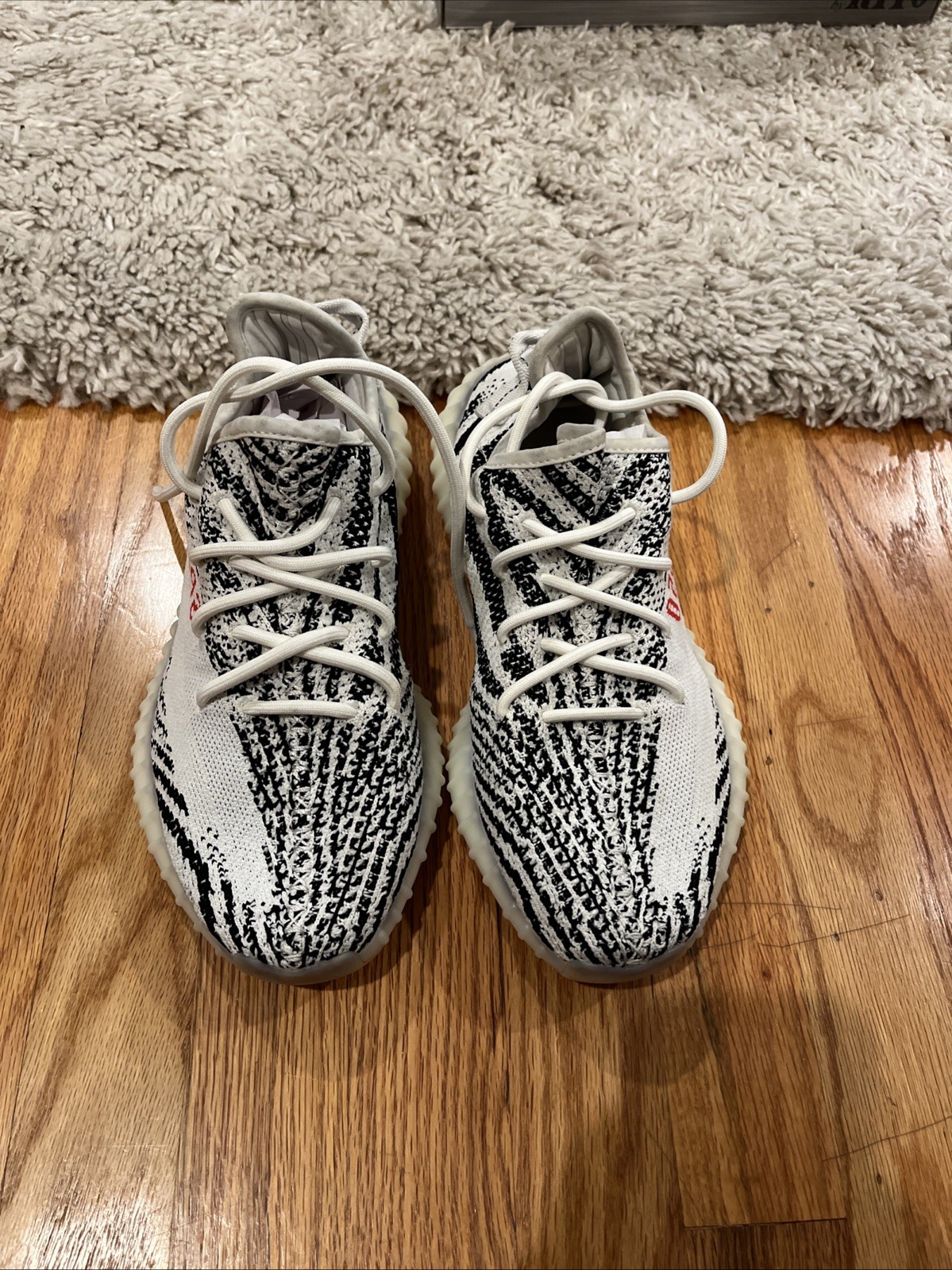 Size 8.5 – Adidas Yeezy Boost 350 V2 Low Zebra CP9654 White Core Black Red