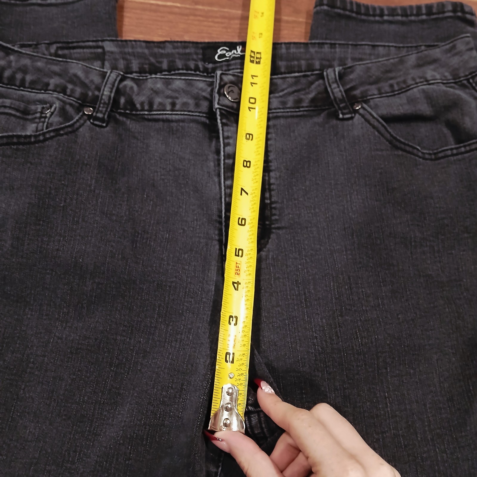 Earl Jean Womens Straight Leg Skinny Black mid rise jeans Sz 16 Western Summer