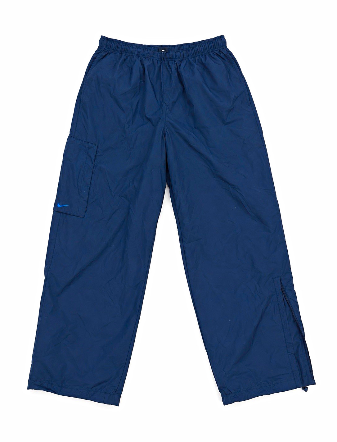 Vintage Nike Windbreaker Track Pants Men’s L Blue Cargo Y2K Windpants Zip Ankle
