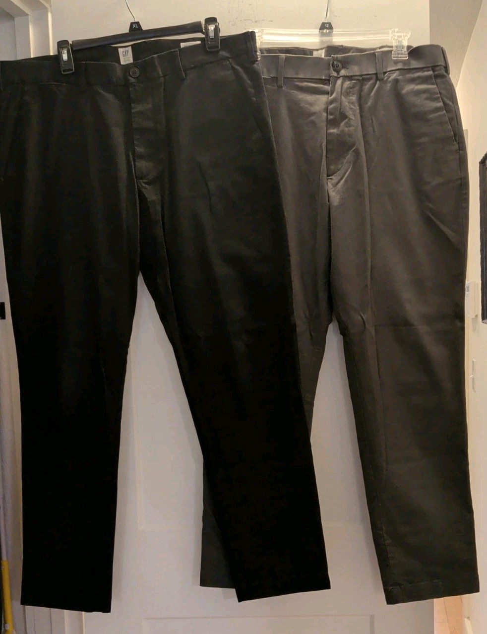 2 Pr 36 X 30 Slim Men GAP Modern Khaki Black Olive Twill Pants 4 Pockets 4 Good