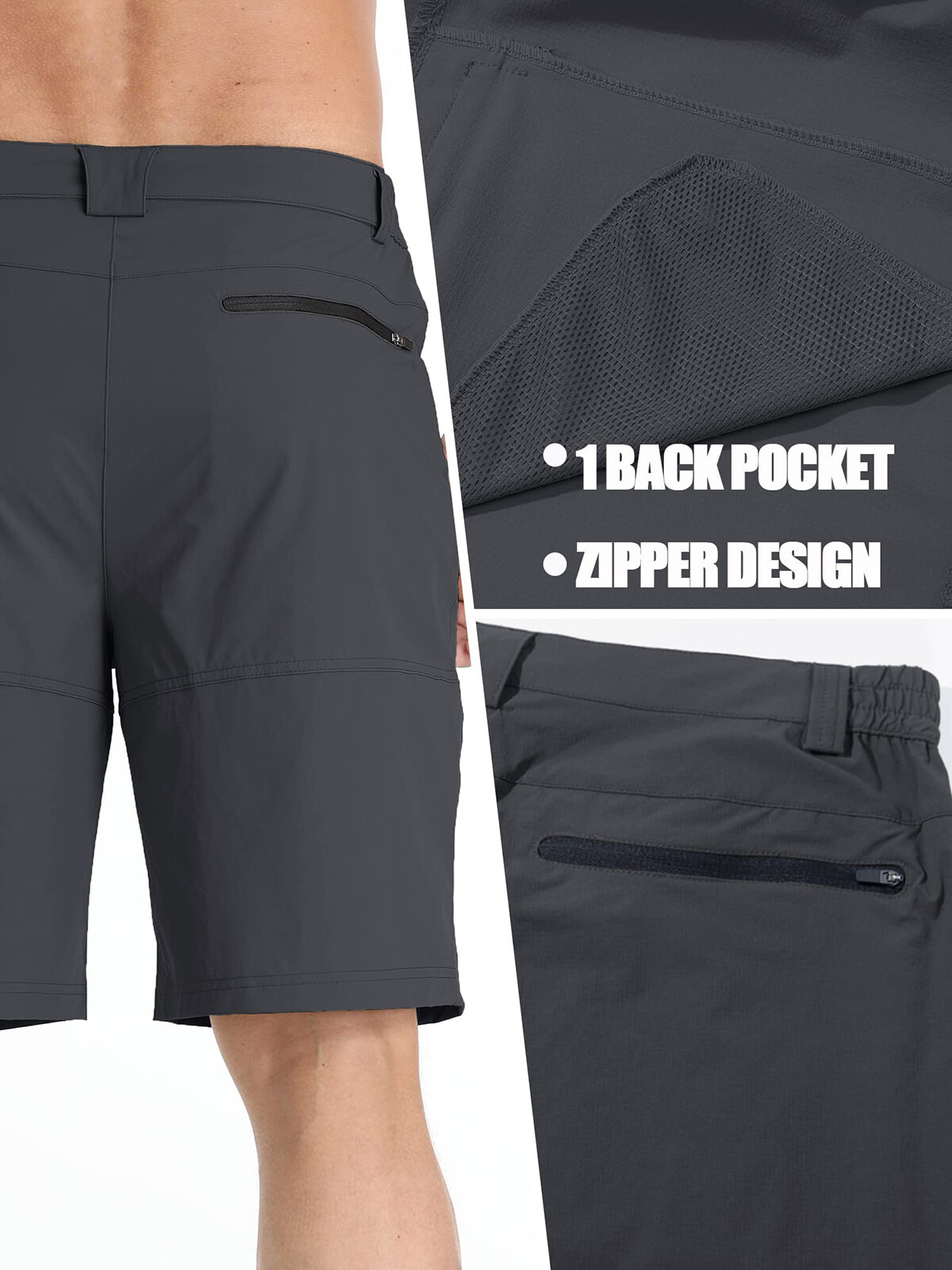 Men’s Hiking Shorts Quick Drying Ripstop Pants Casual 5-Pocket Cargo Work Shorts