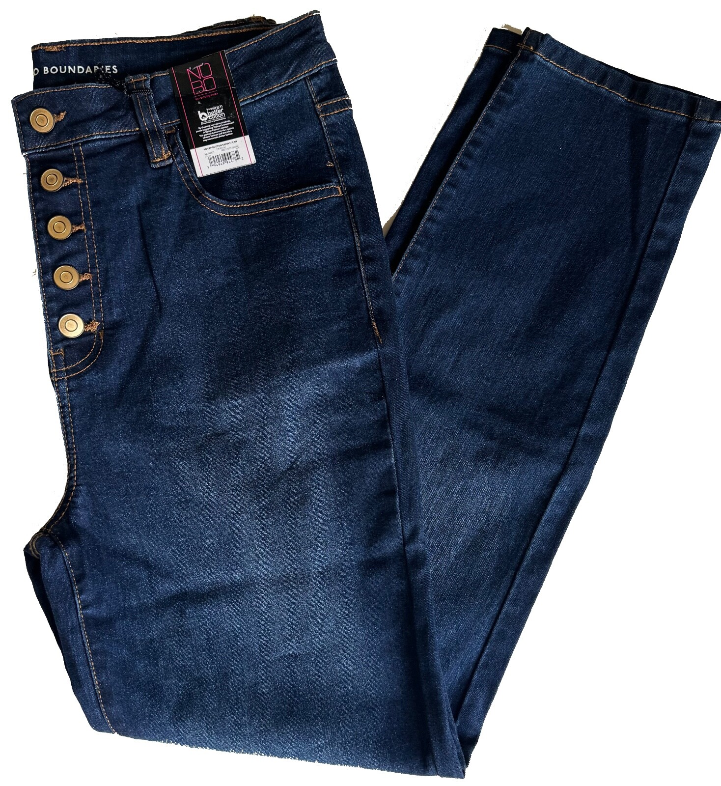 Junior’s No Boundaries Exp Button Skinny Jeans Button Fly Dark Wash Size Varies