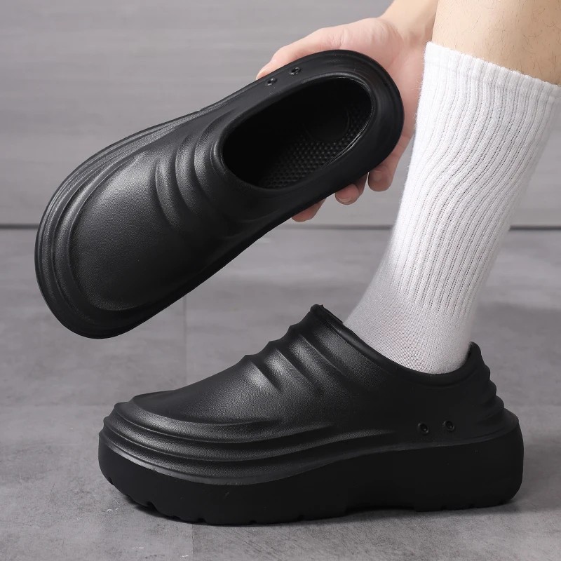 Share Men’s Chef Work Shoes Non Slip Oil Resistant Kitchen Clogs Waterproof Brea