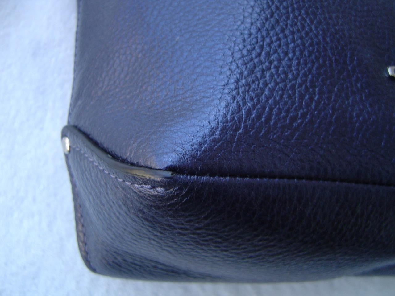 AUTHENTIC COACH METALLIC BLUE PEBBLE LEATHER MINI ABBY DUFFEL BAG #87691