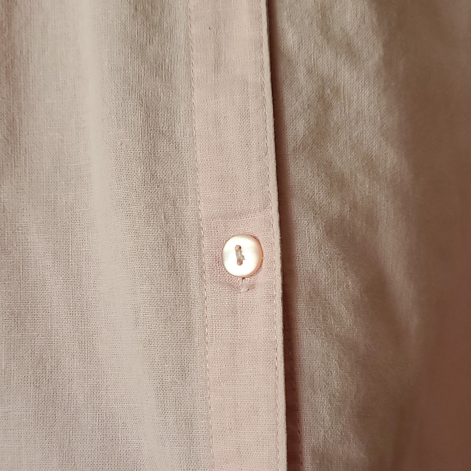 Avenue Women’s Plus Linen Woven Pink Solid Collared Button-Up 3/4 Sleeve 18/20