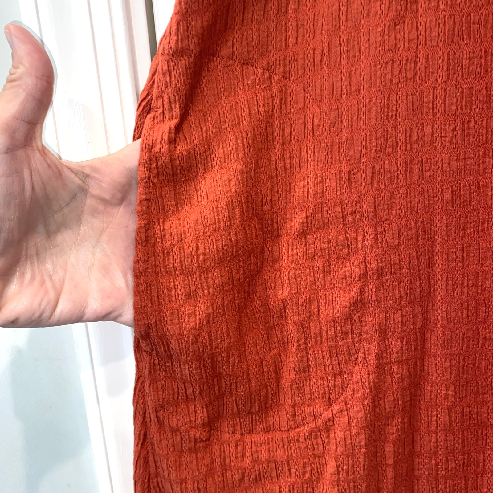WOMENS J JILL RED/ORANGE EMBROIDERED GAUZE PEASANT SHIFT DRESS MEDIUM PERFECT!