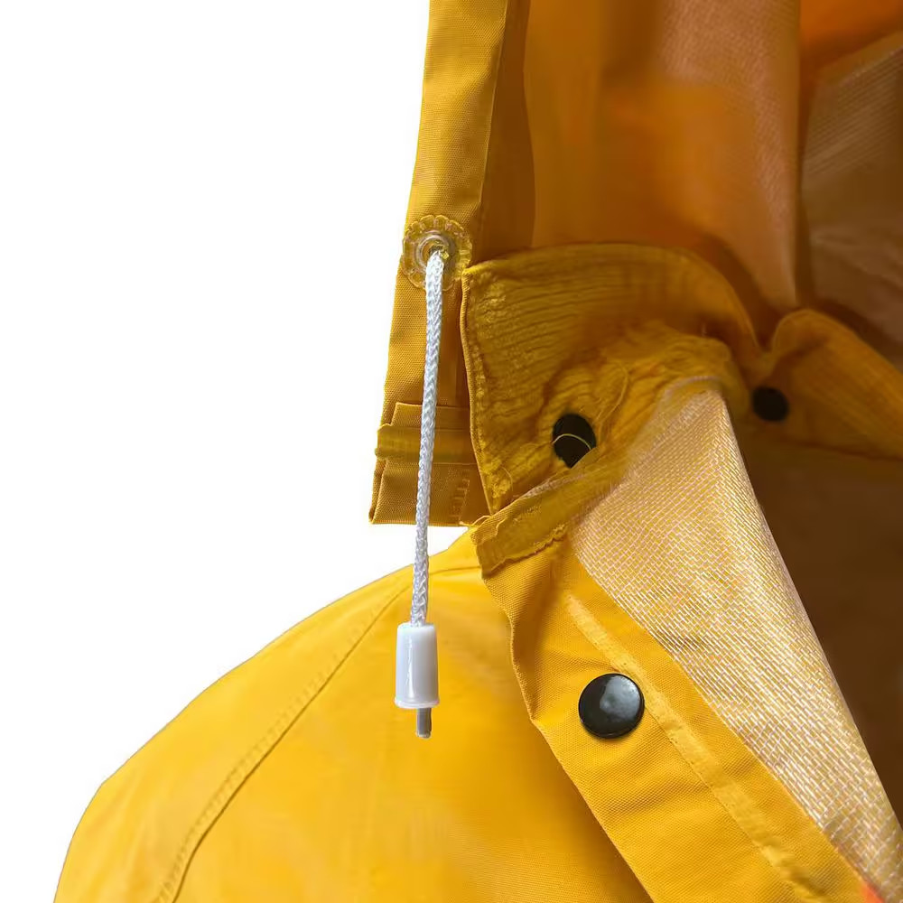 Medium Yellow PVC Polyester 2-Piece Rain Coat with Detachable Hood