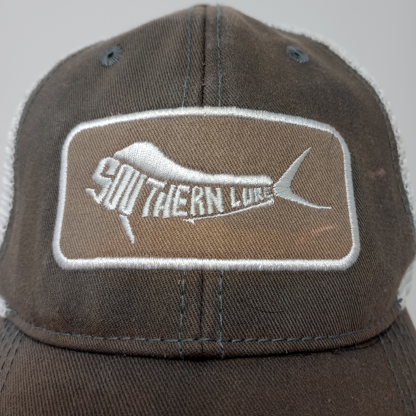 Southern Lure Mahi Mahi Logo White Mesh Back Adjustable Baseball Cap Hat