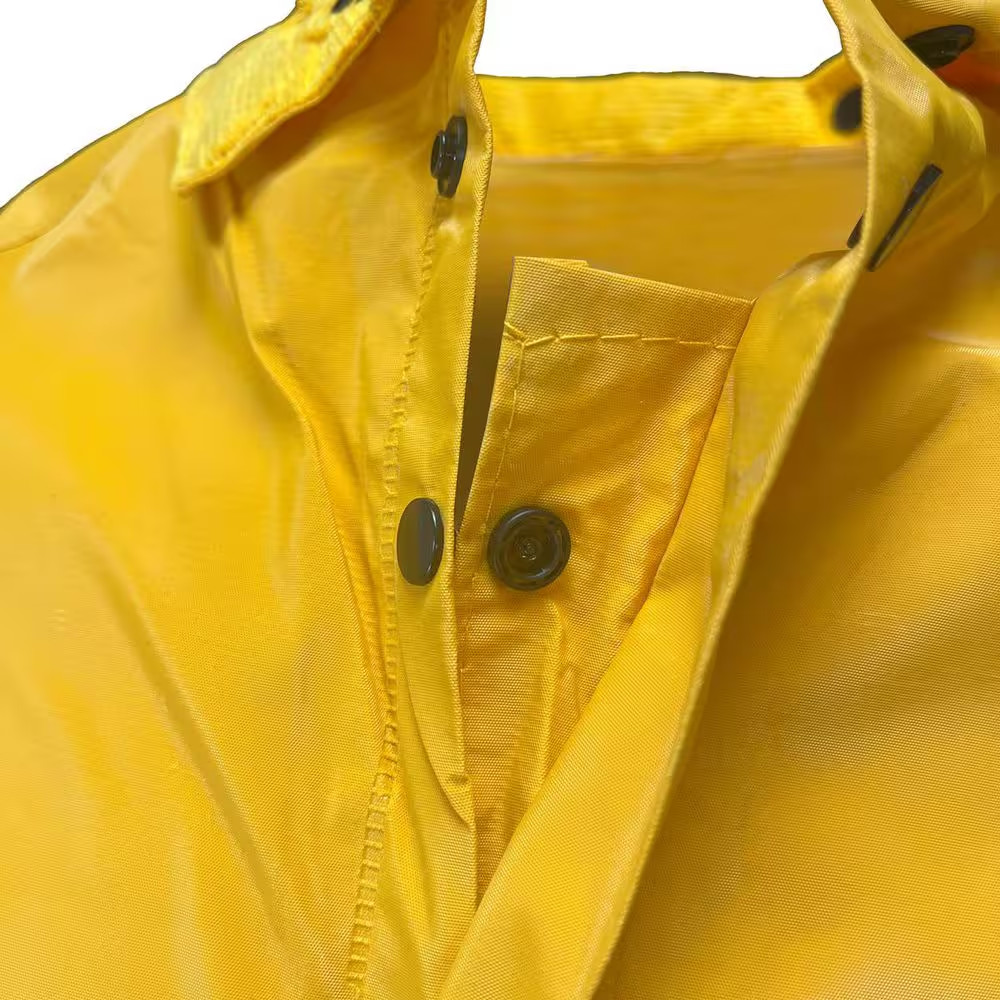 Medium Yellow PVC Polyester 2-Piece Rain Coat with Detachable Hood