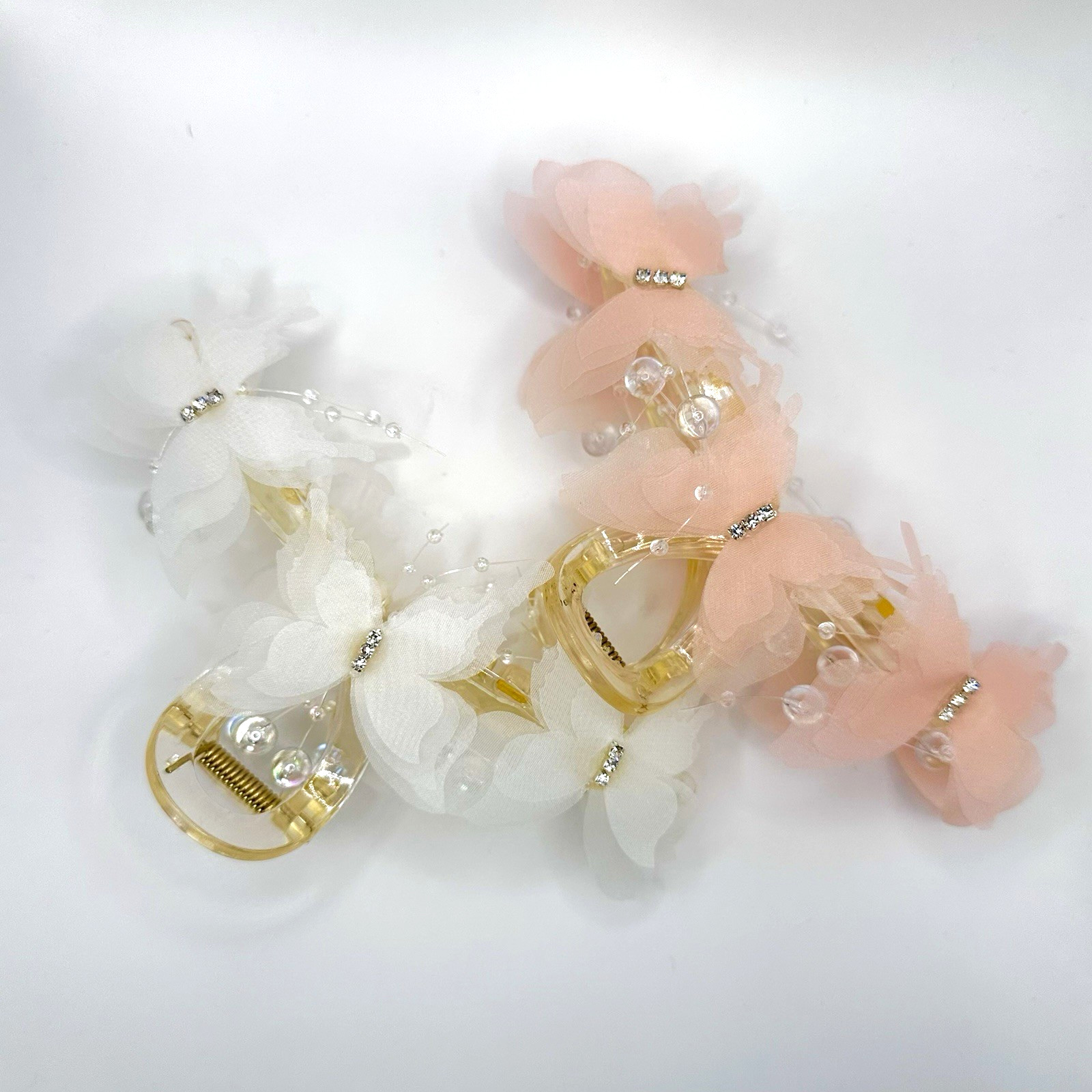 Hair Claw Clips Set Elegant Butterfly Pearl Bow for Women Bridal Daily Use Gift