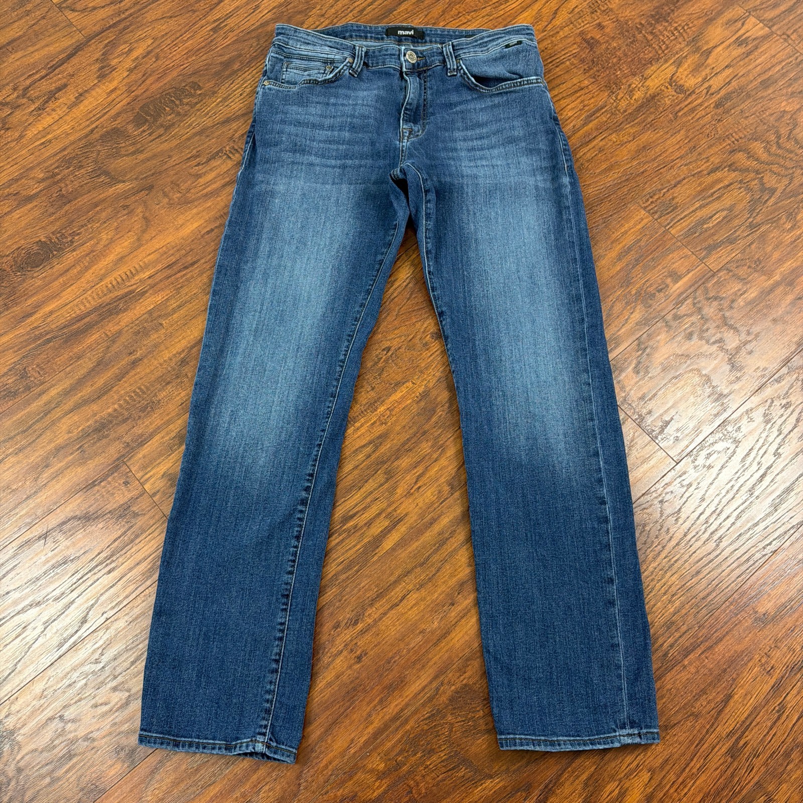 Mavi Jeans Mens 33 Straight Leg Mid Rise Regular Dark Wash Denim Stretch Zach