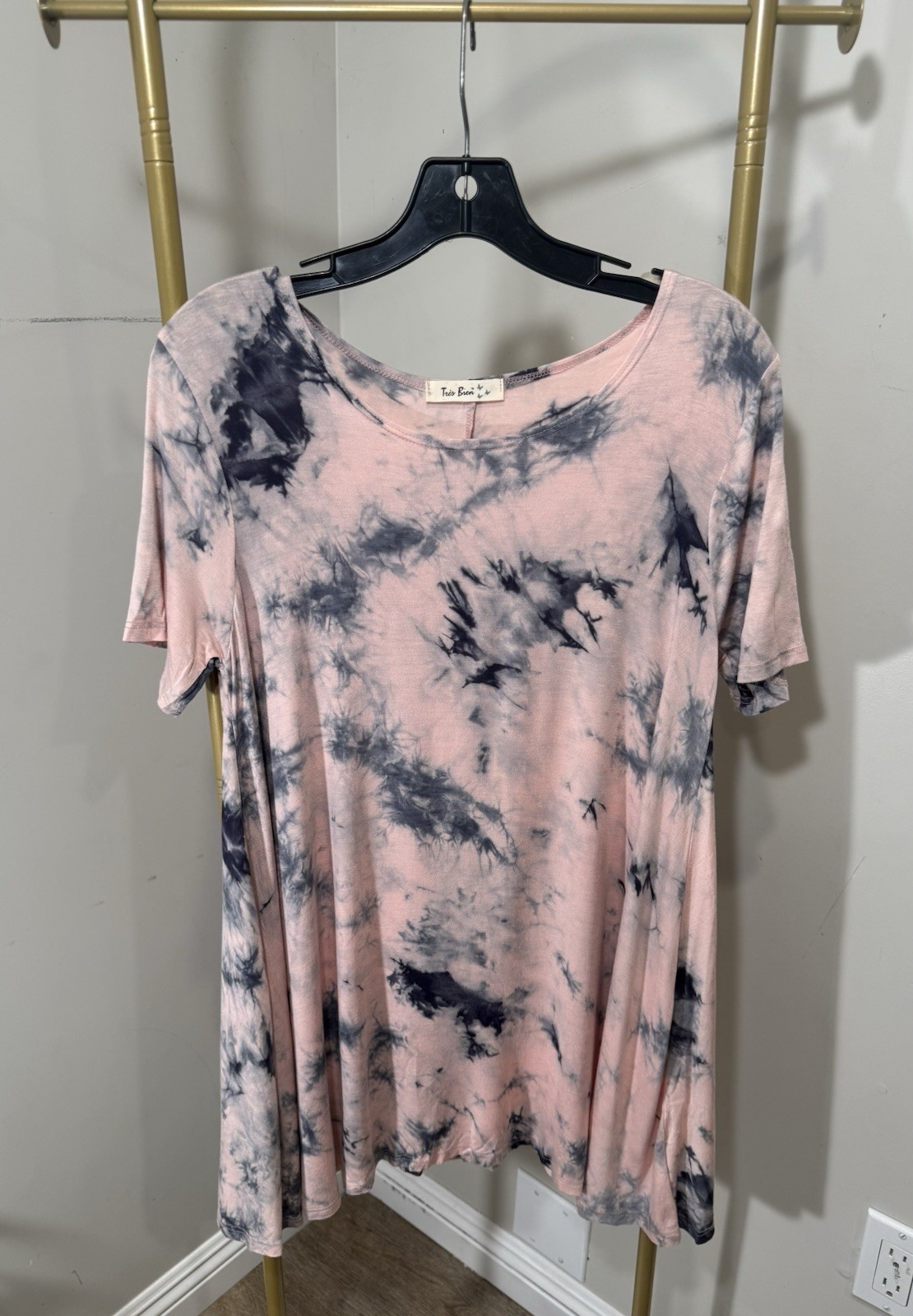 Tie Dye Pink & Black Short Sleeve Tunic