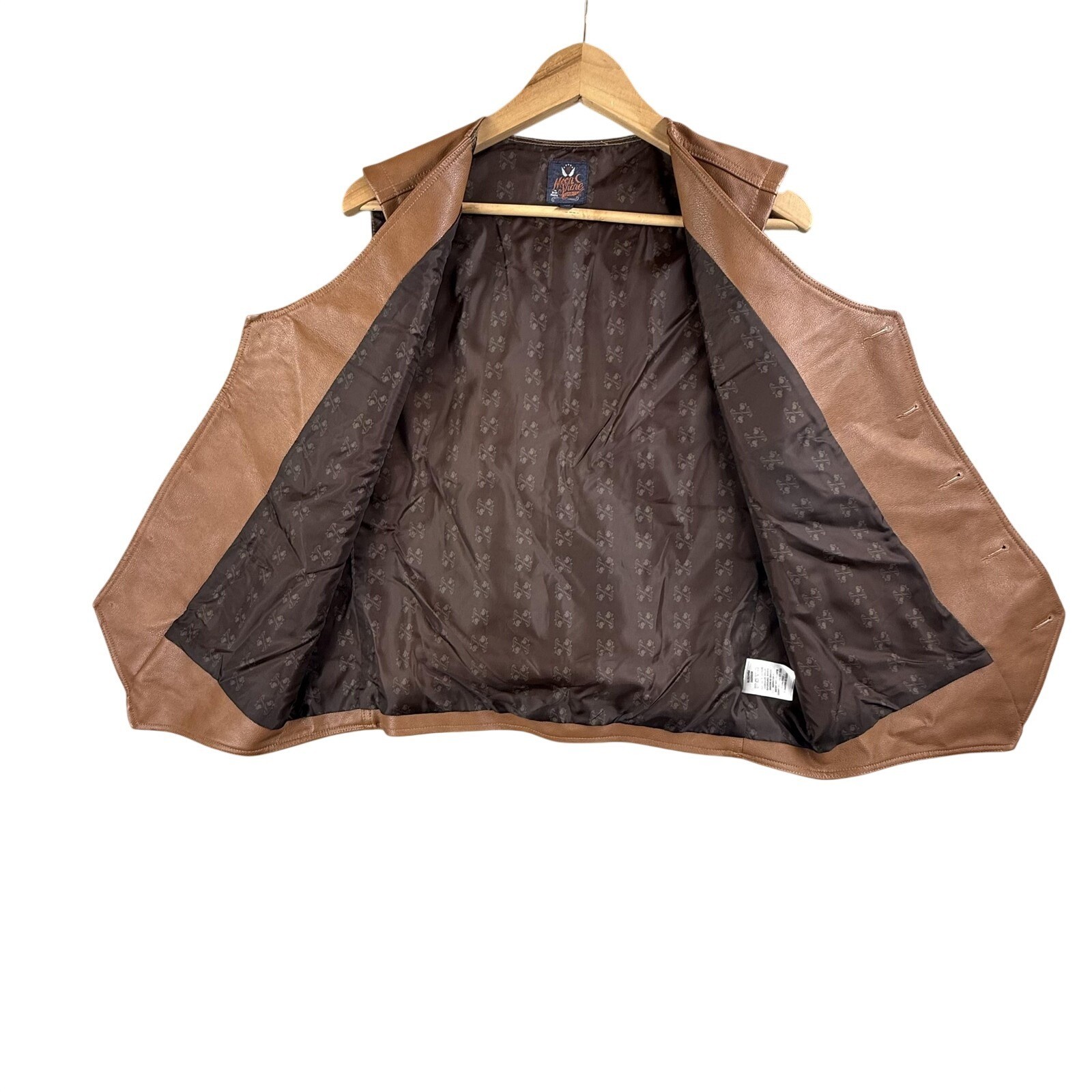 Moon Shine Spirit Vest Men Medium Brown Faux Leather Western Cowboy New MSSU22V2