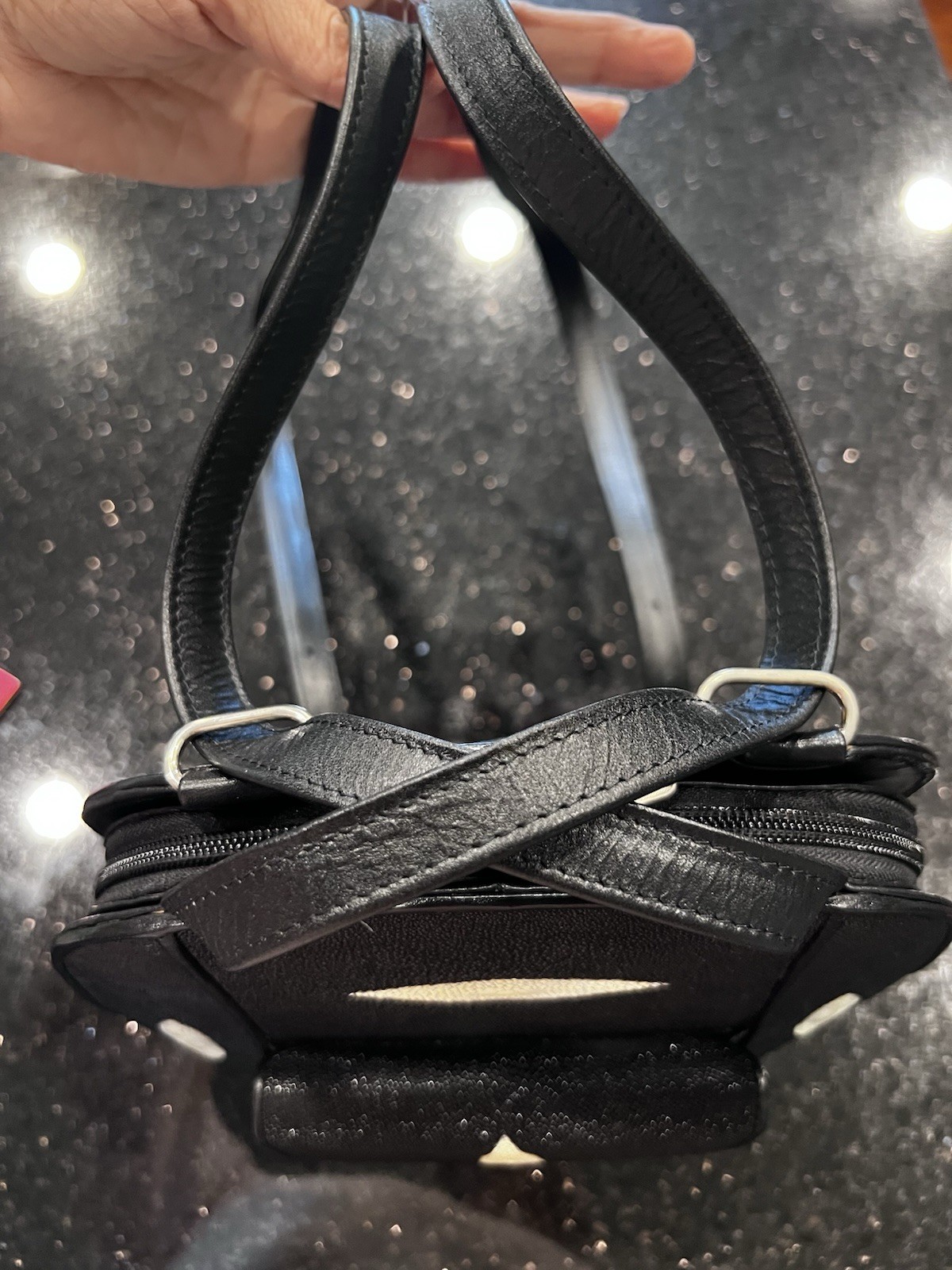 New Kismet Stingray Leather Black Mini Backpack Purse Duo Genuine Exquisite $$$$