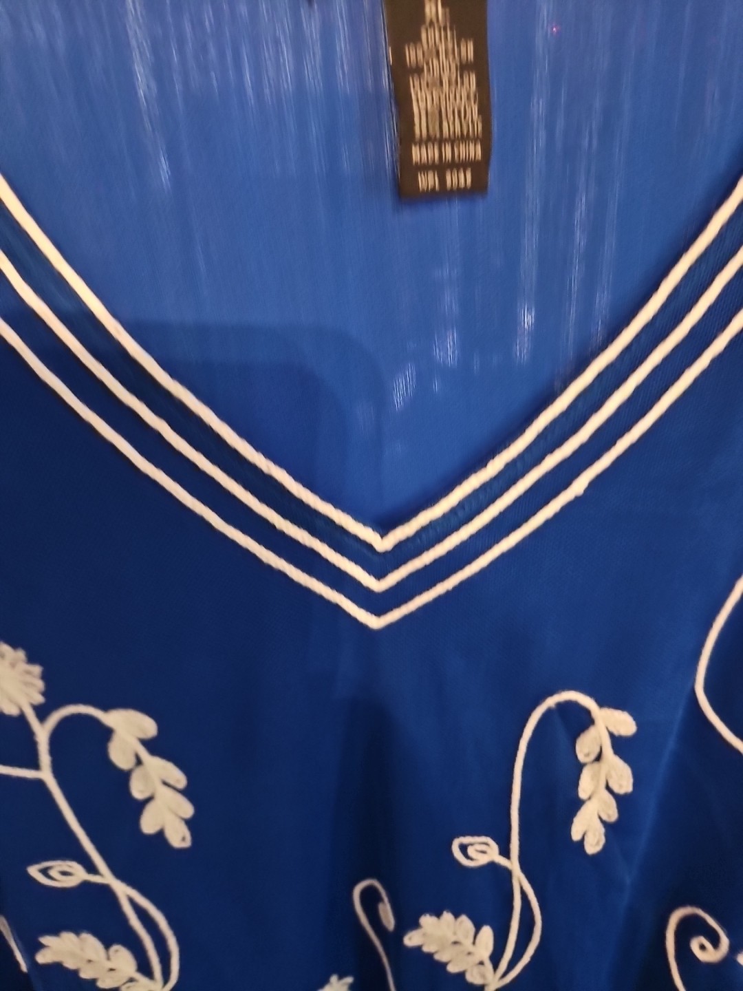 Alfani Blue tunic white embroidery sheer layered – NWT Size XL