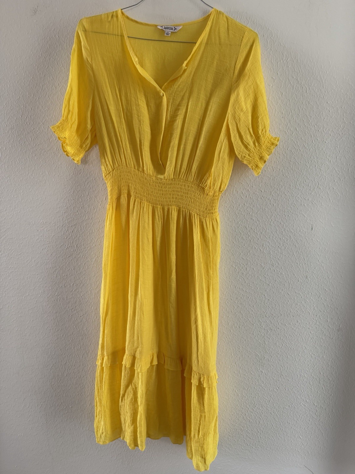 Nanette Lepore dress Womens Caribbean Texture sun Dress Size 10 Yellow no lining