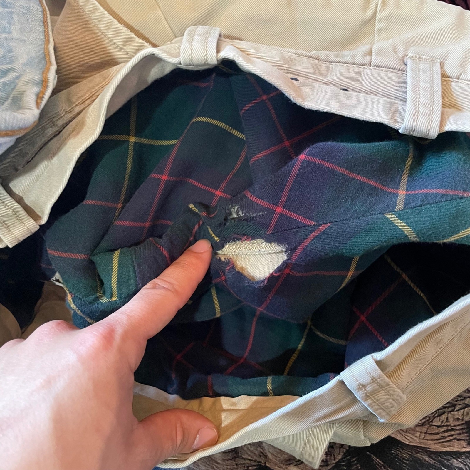 J.Crew The Sutton Flannel Lined Chino Pants Mens 32×30 Khaki Tan Plaid Lining
