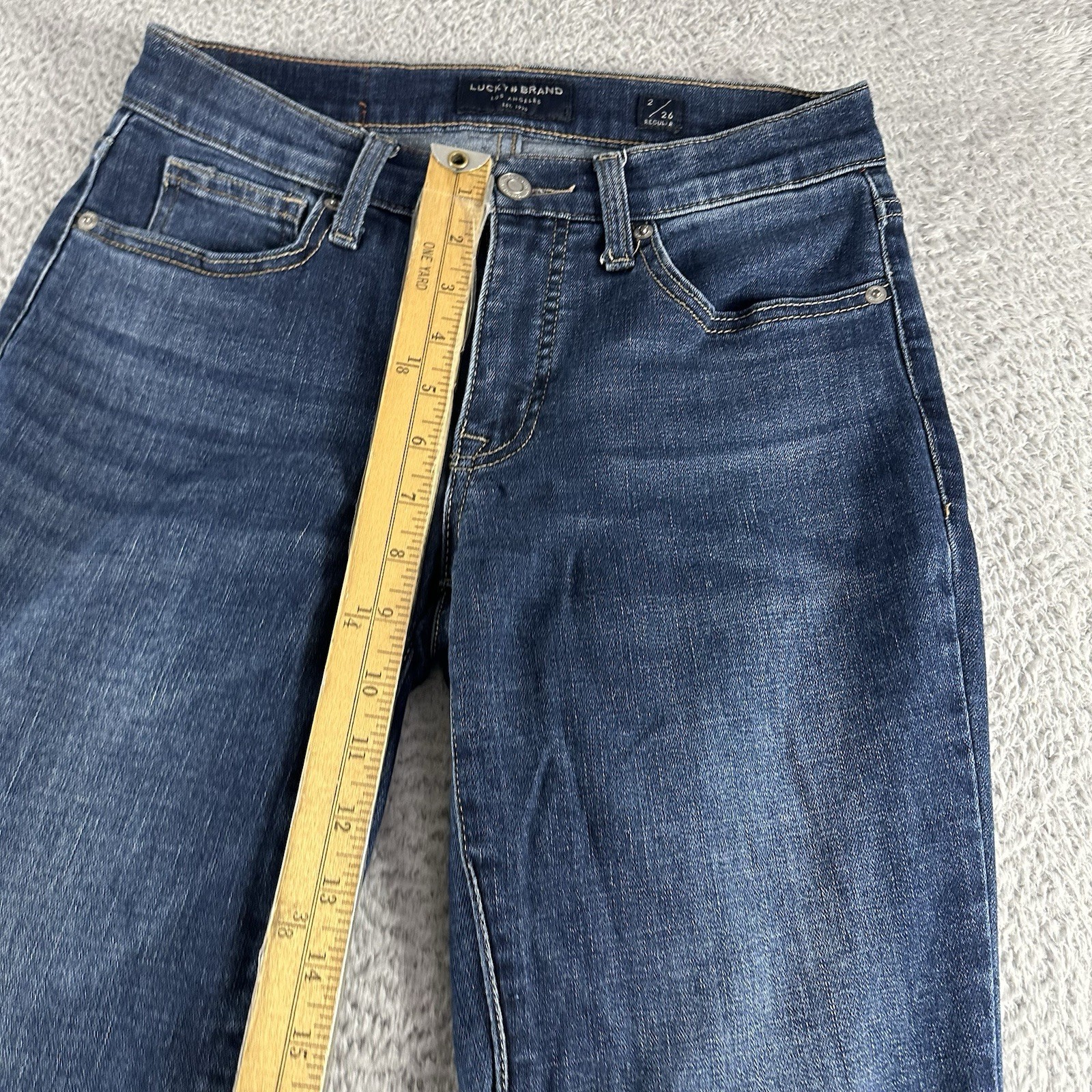 Lucky Brand Jeans Womens 2 26R Mid Rise Skinny Ava Dark Wash Knee Fade
