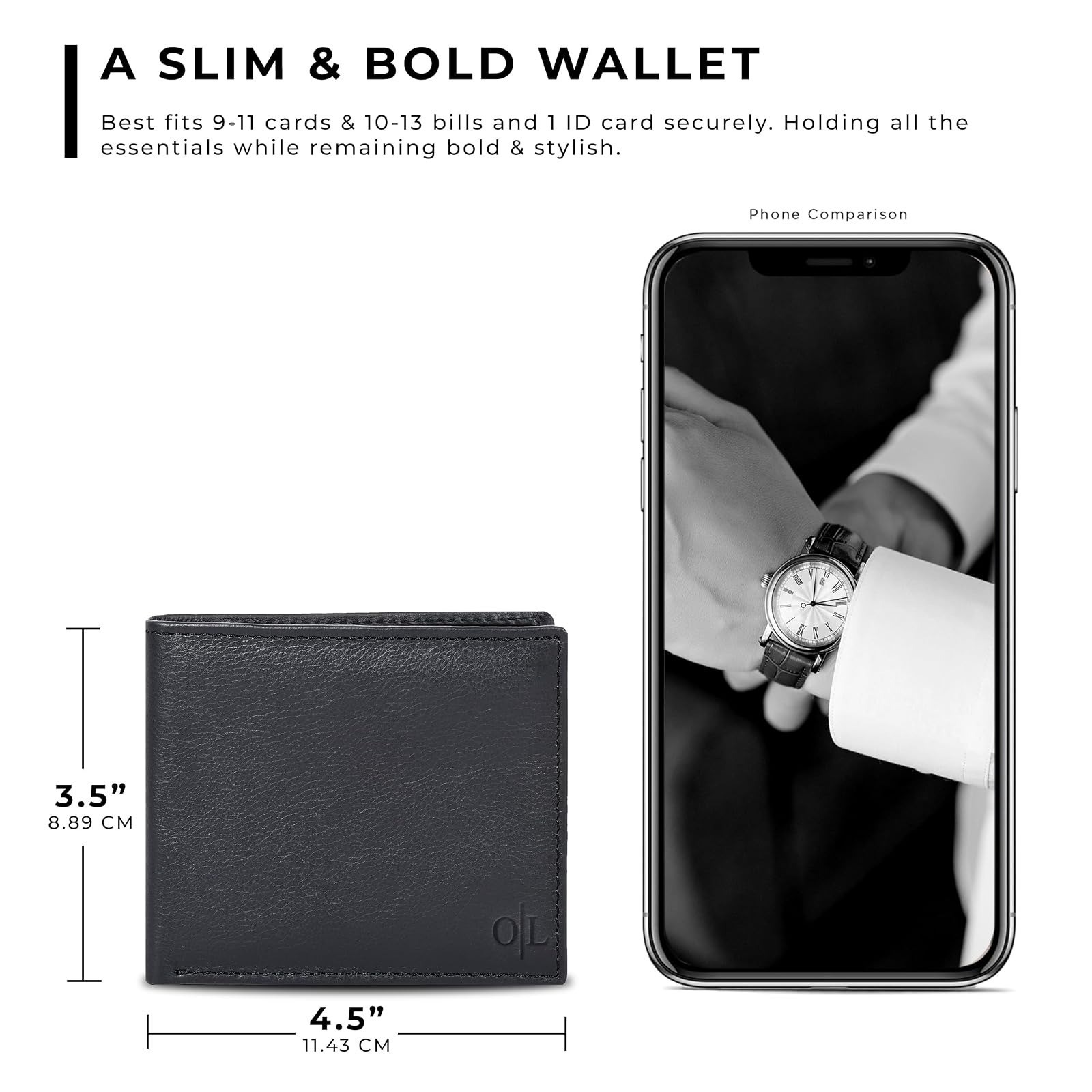Leather RFID Bifold Wallet for Men – Minimalist Front Pocket Gift