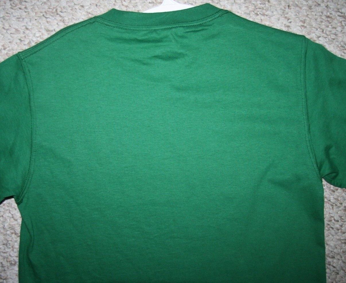 Small Responsible Adult Green White Cotton Crewneck T-Shirt Short Sleeve 1599
