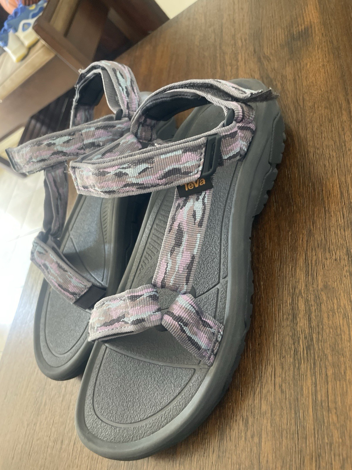 Teva Women’s Sandals with Pink and Gray Camo Straps Size 9