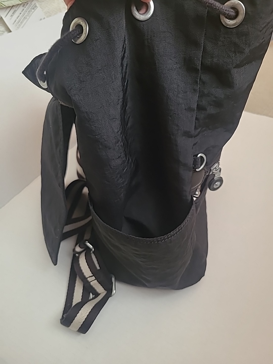 Kipling Womens Textured Zip Silver Tone Hardware Backpack Used