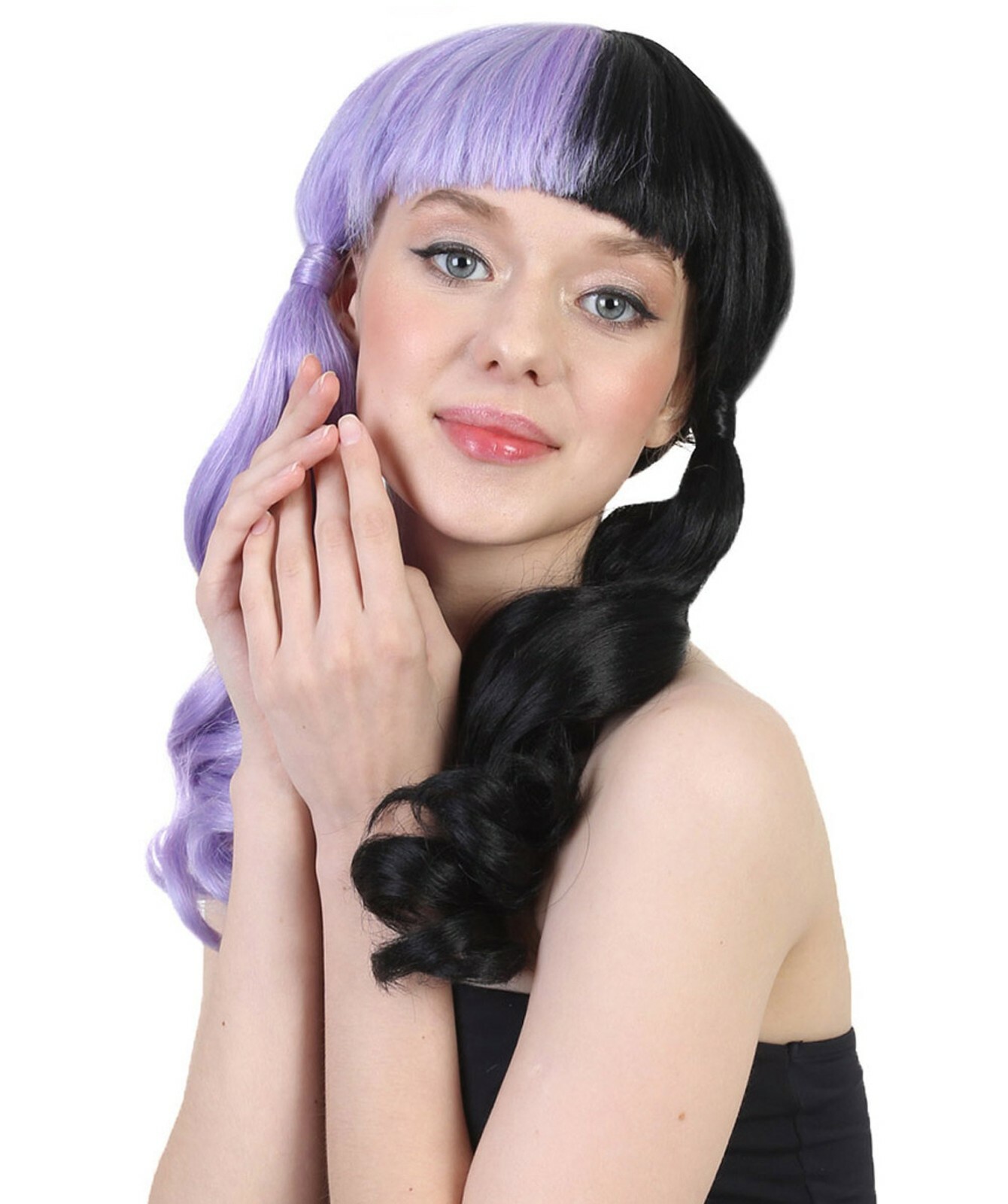 Melanie Martinez Purple Black Split Wavy Bob Wig Cosplay Costume Adult