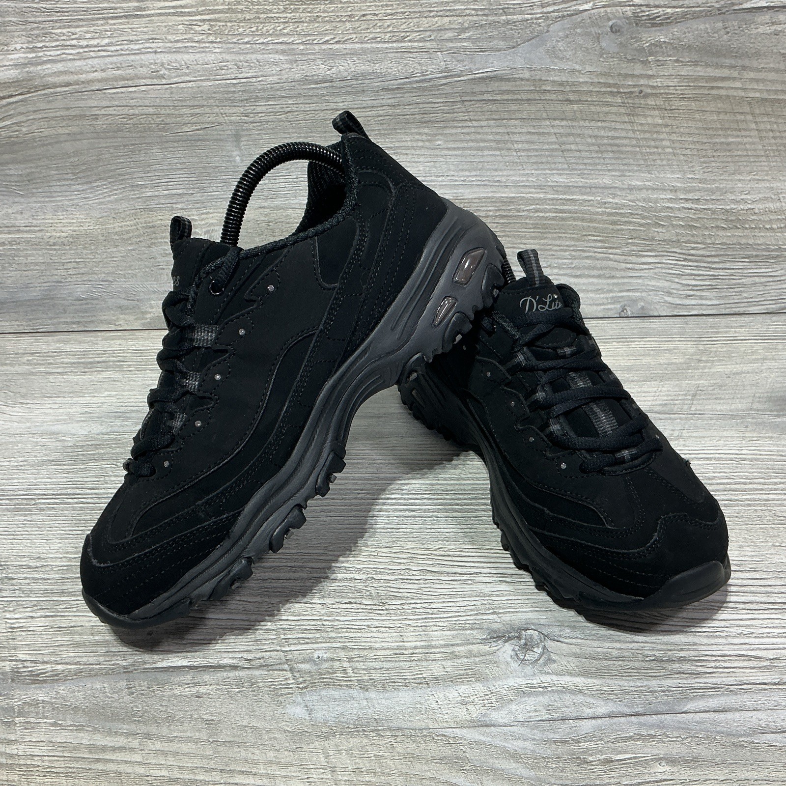 Skechers D’Lites Play On Black Womens Size 9 Wide Fit Sneakers 11949W
