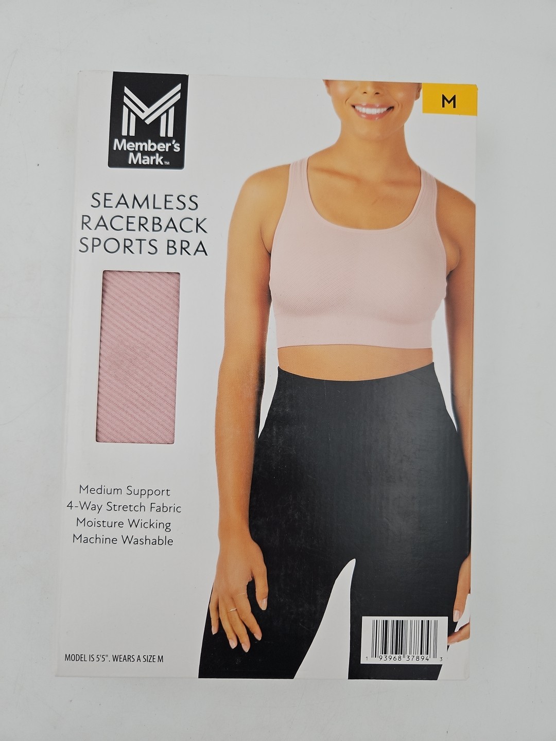 Member’s Mark Women’s Seamless Racerback Medium Support Sports Bra Pink