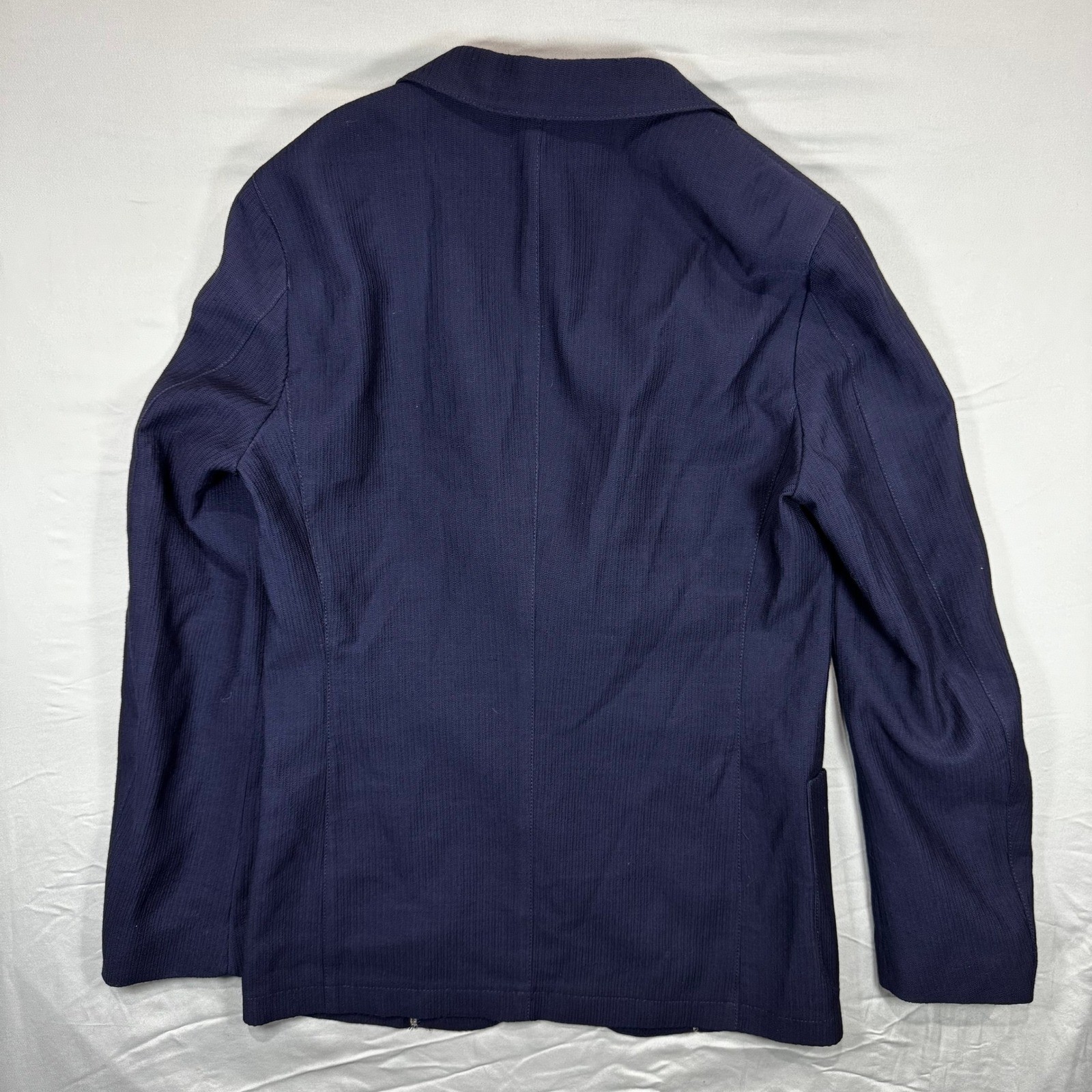 Strellson Blue Knit Coat Jacket Mens 48 Slim Business Casual Preppy Academia